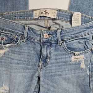 Hollister Women's Light Blue Ripped Skinny Jeans 3 SHORT